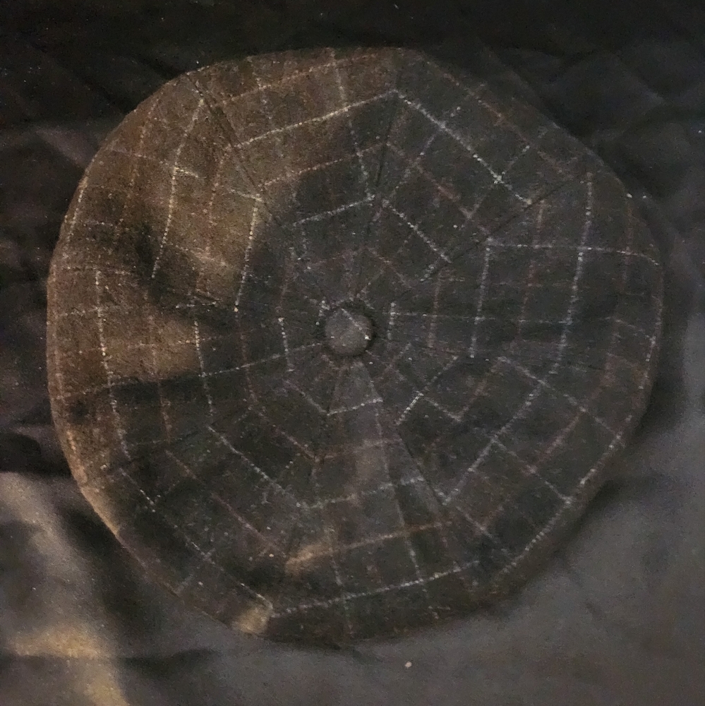 Ornella Newsboy type hat black pinstripe checkered